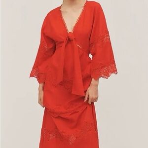 NWT FARM Anthropology long red dress (s)